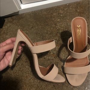 Nude strap heels